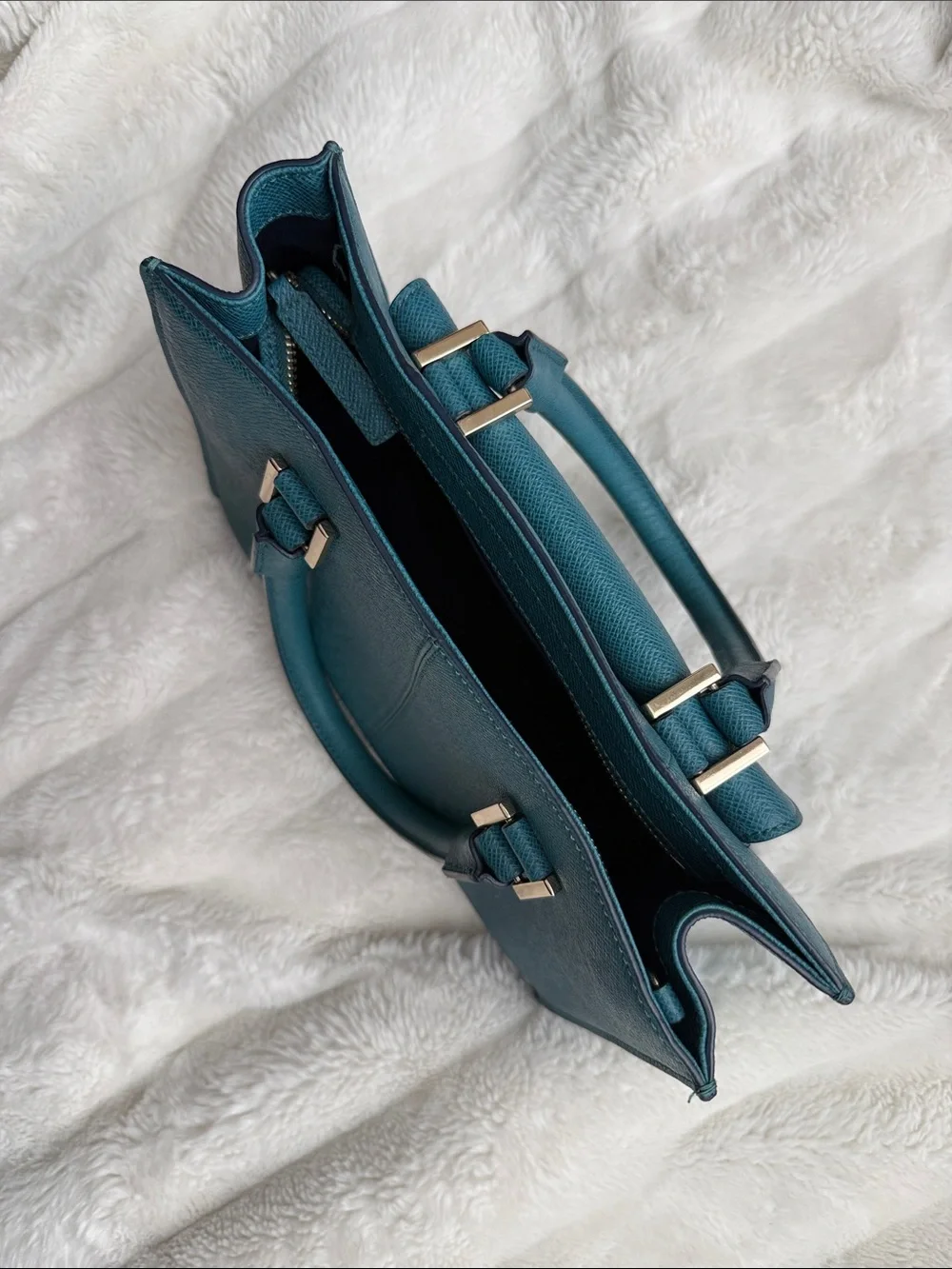 Teal Cole Haan Saffiano Leather Bag